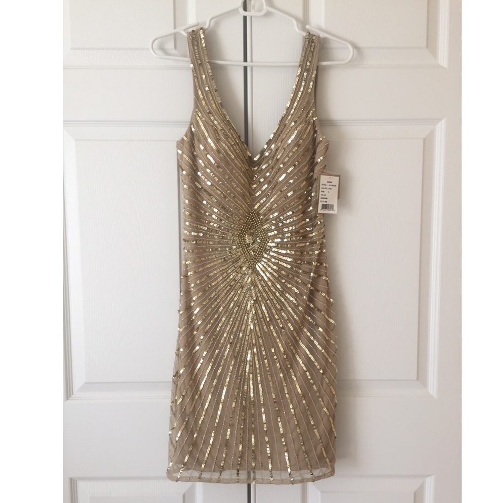 Champagne Dress with Gold Sequins
